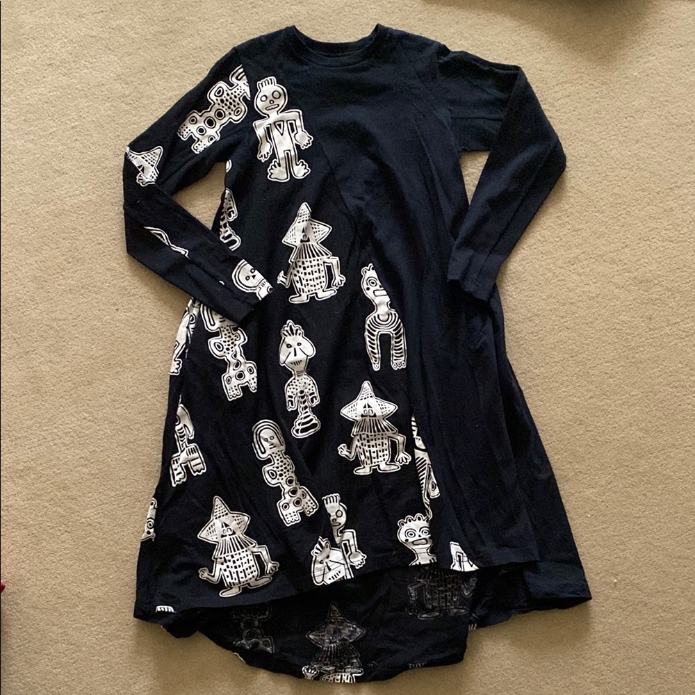 Black Kids Dress with White Pattern